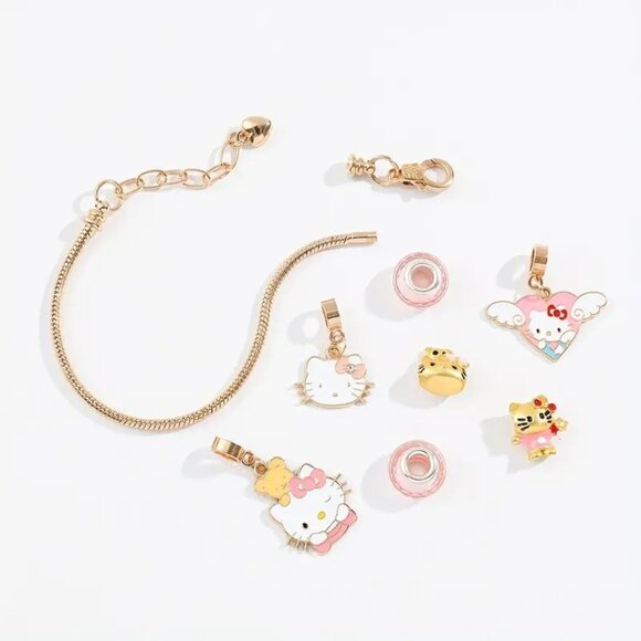 Hello Kitty Charm Bracelet Sanrio Heart Wings Emo Beads Customize Stylish Trendy - Picture 3 of 4